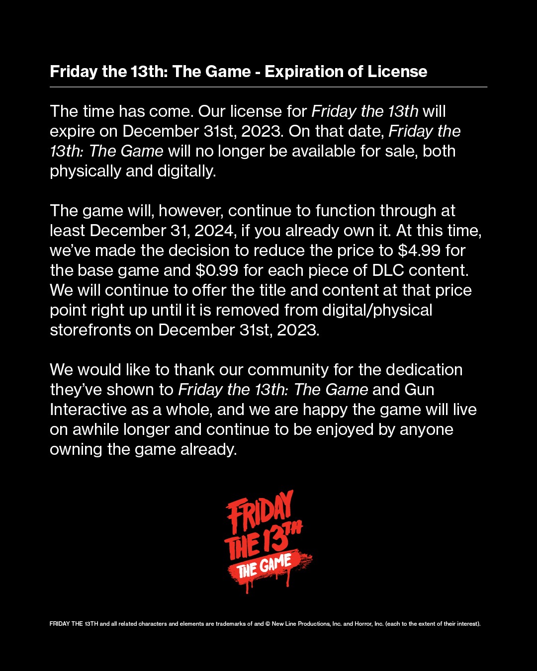 ‘Friday the 13th The Game’ Being Shut Down, New Game with New Style in